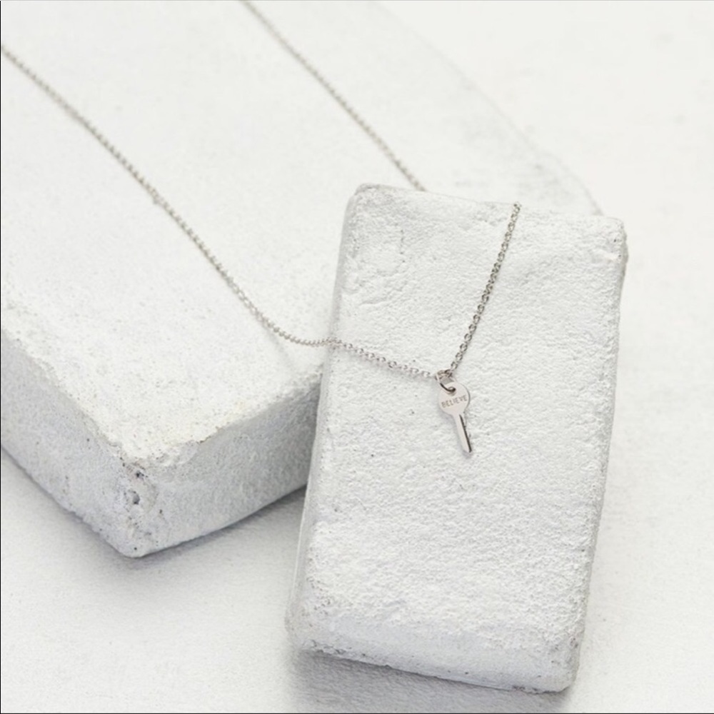 The giving keys mini key necklace “believe”